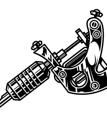 Professional tattoo machine concept in vintage monochrome style isolated vector illustration