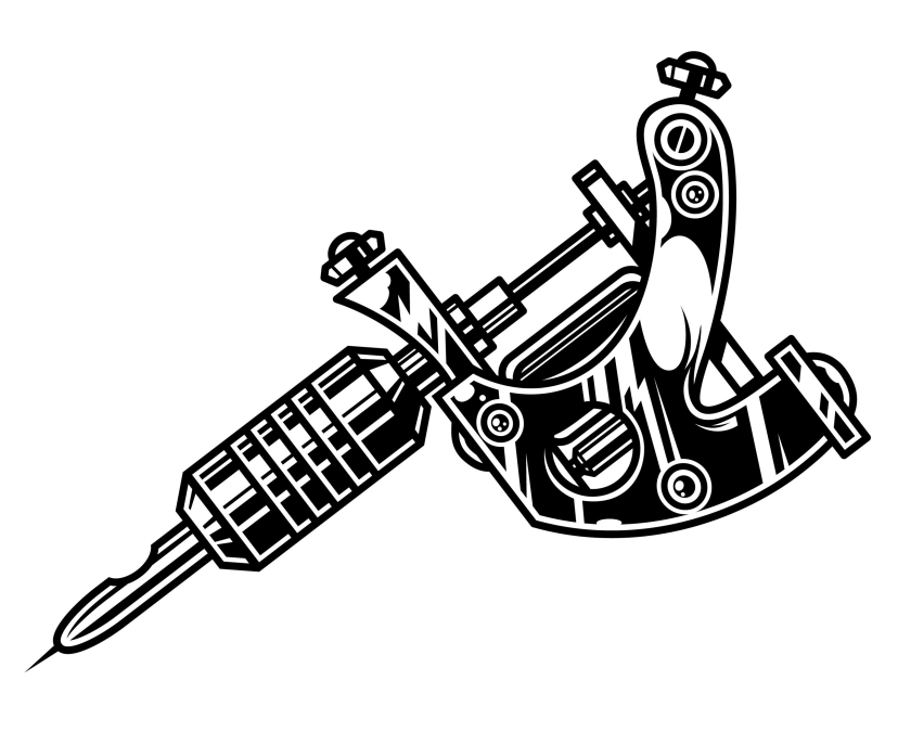 Professional tattoo machine concept in vintage monochrome style isolated vector illustration